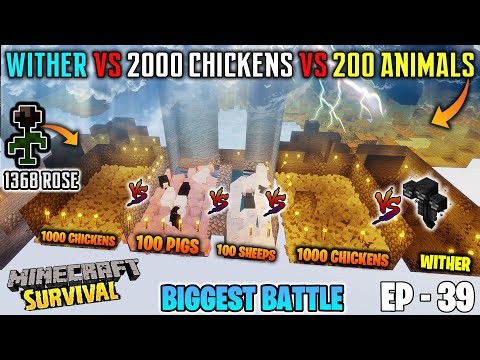 Teddy Gaming - 😱BIGGEST BATTLE 2200 CHICKENS VS WITHER IN MINECRAFT HISTORY - TEDDY GAMING #39