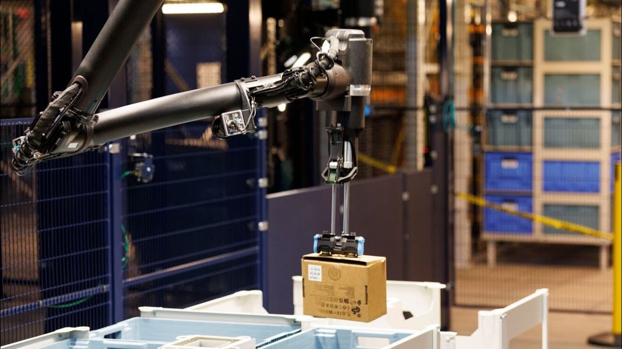 Amazon Unveils Multi-Tasking Warehouse Robot - YouTube