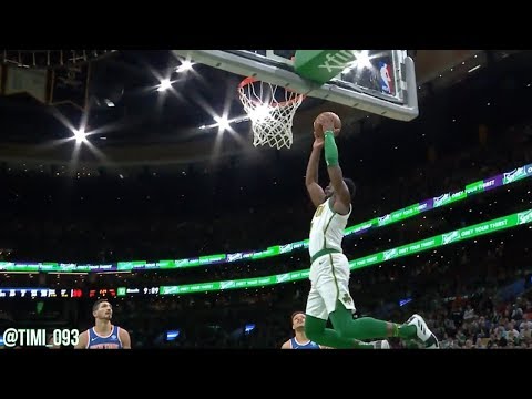 Kyrie Irving sets up Jaylen Brown for a BIG alley-oop