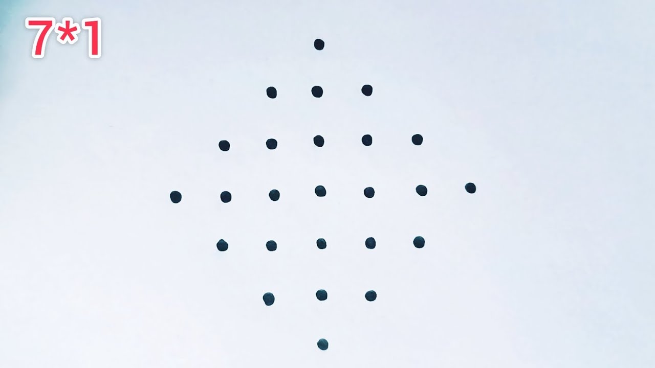 Simple Rangoli Design | 7*1 Pulli Kolam #rangoli #kolam #youtube #dialyrangoli