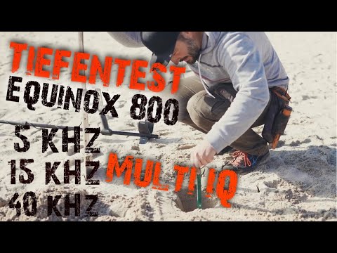 Tiefentest Minelab Equinox 800 Metalldetektor mit verschiedenen Frequenzen