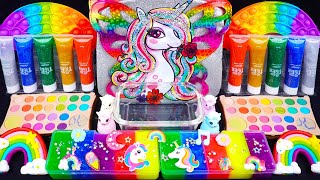Unicorn Rainbow Slime Mixing Random Cute,shiny things into slime #ASMR #Satisfying #slimevideos #슬라임