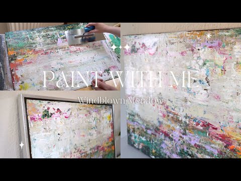 Windblown Meadow 🌸🌿 Creative abstract acrylic painting in squeegee technique, DIY art suitable fo...