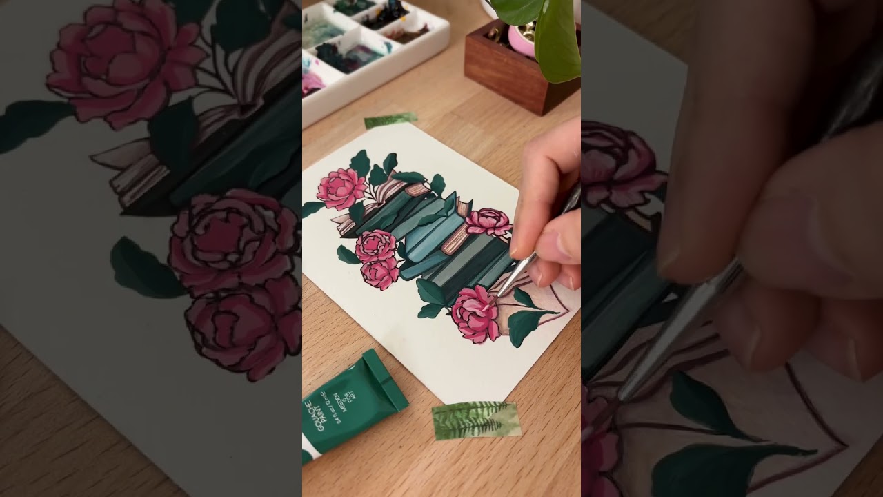 Stack of books illustration #artvideos #illustration #painting