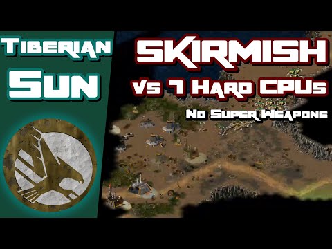 C&C: Tiberian Sun - GDI Skirmish VS 7 Hard AI - Full Gameplay - Super Weapons Disabled
