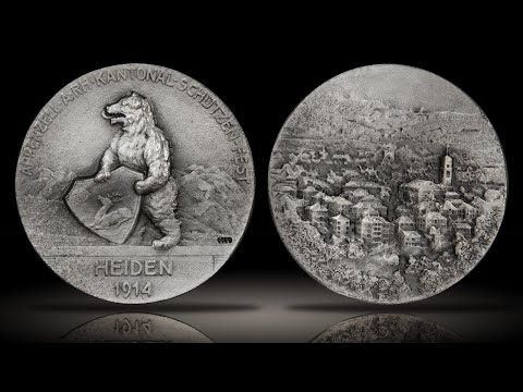 1914 Switzerland Heiden Shooting Festival Medal PCGS SP65 Matte R-75b Awesome Bear on Swiss Silver