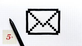Как нарисовать конверт на листке в клеточку - Видео онлайн