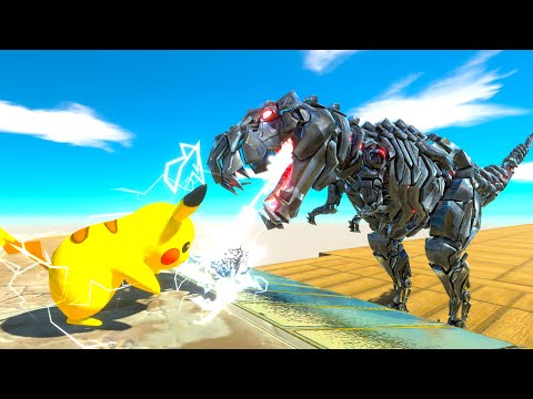 PIKACHU vs TEK-REX DEATH FALL - Animal Revolt Battle Simulator