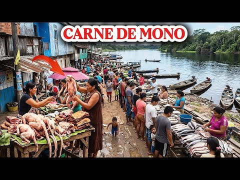 Entre al MERCADO más EXTREMO de REQUENA LORETO 🇵🇪. Encontramos CARNE de MONO 🙈