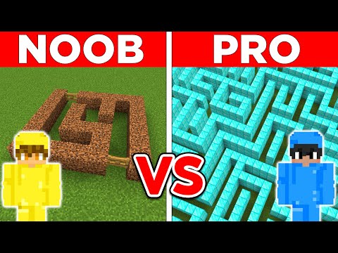 NOOB vs PRO: GIANT MAZE BUILD CHALLENGE IN MINECRAFT!