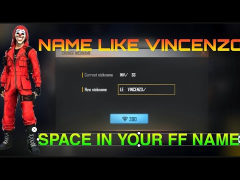how to give space in free fire name || how to write name like vincenzo in free fire - Invisible sg