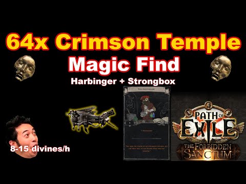 [POE 3.20] Crimson Temple Harbinger Strongbox Strategy | Magic Find | Tornado Shot Deadeye