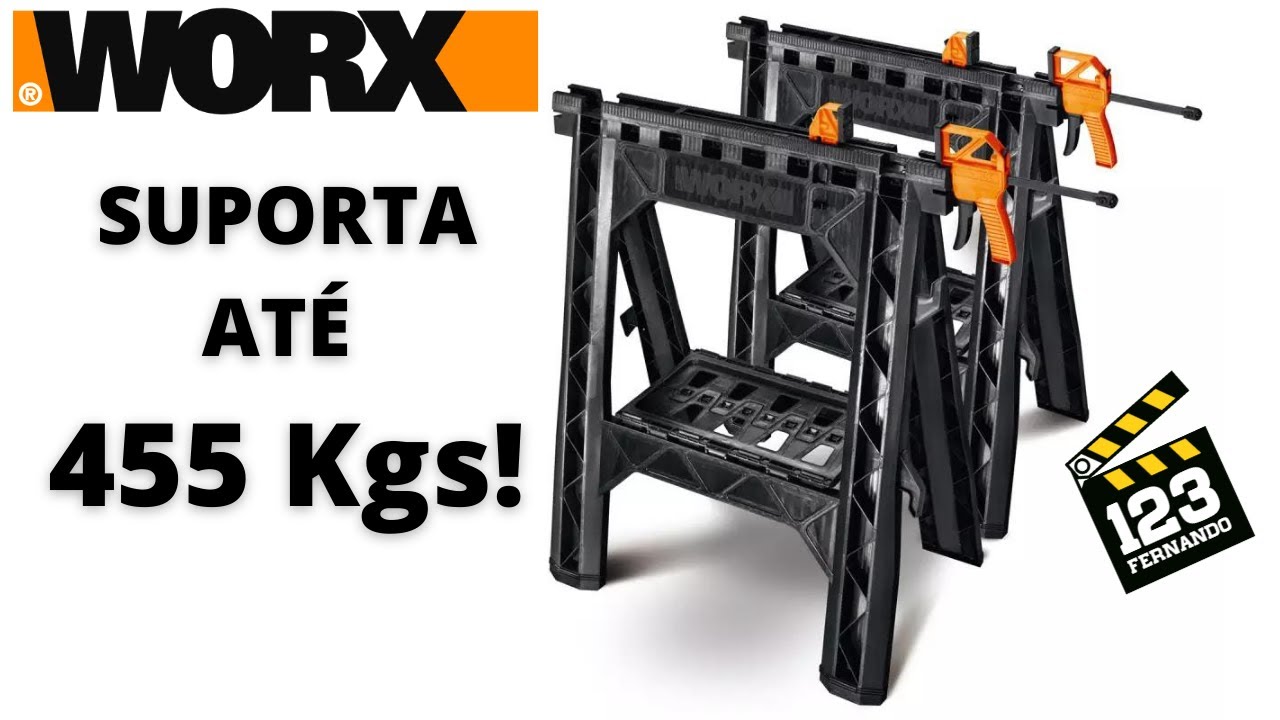 CAVALETES SAWHORSE WORX WX065 VIRA BANCADA MULTIUSO COM GRAMPO DE APERTO