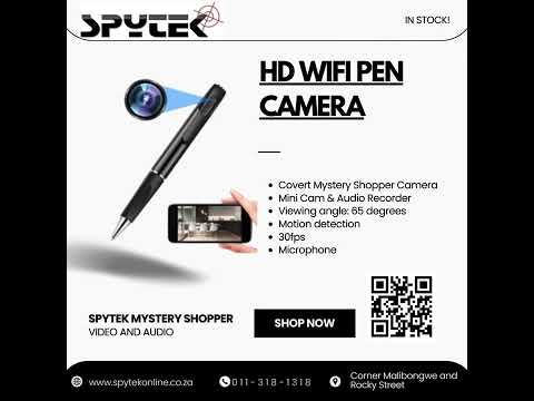Black (base) spytek h264 hd wifi pen camera, for security