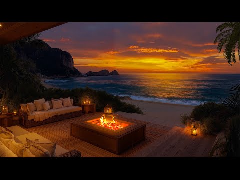 Soothing Sunset Jazz by the Sea - The Sound of Ocean Waves and Gentle Jazz Melodies Help You Relax