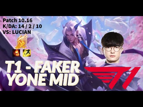T1 FAKER DESTROYS SOLO QUEUE WITH YONE (KDA 14 / 2 / 10)  KR CHALLENGER LEAGUE OF LEGENDS PRO VOD