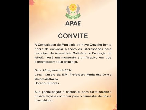 Assembleia Ordinaria - Fundação APAE Novo Cruzeiro MG