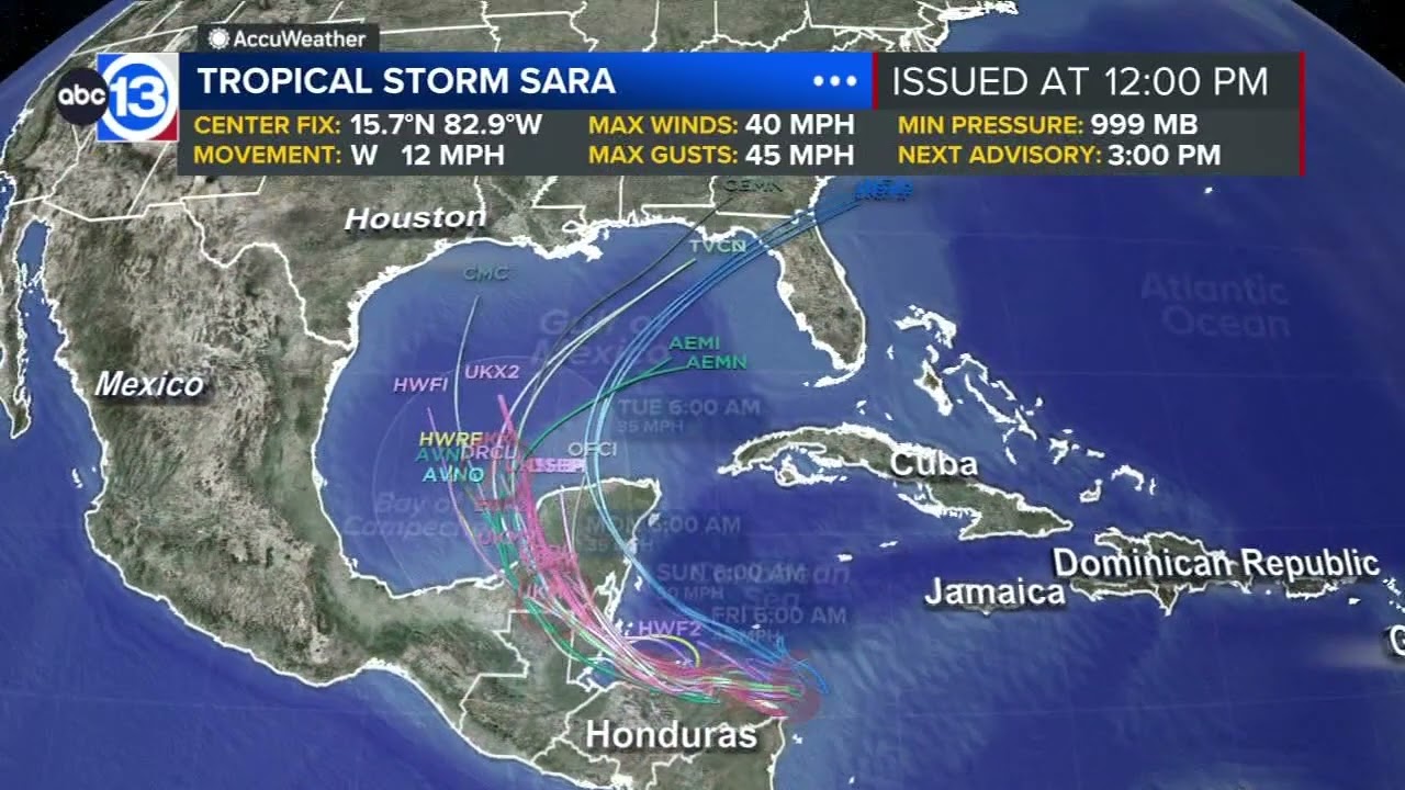 Tropical Storm Sara forms in the Caribbean, could move into Gulf next week