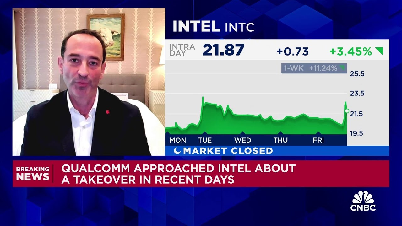 Intel shares climb after reports Qualcomm approached Intel about a takeover