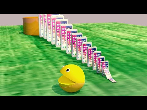 Pacman vs Iphone domino effect | domino iphone 11 | domino iphone vs pacman
