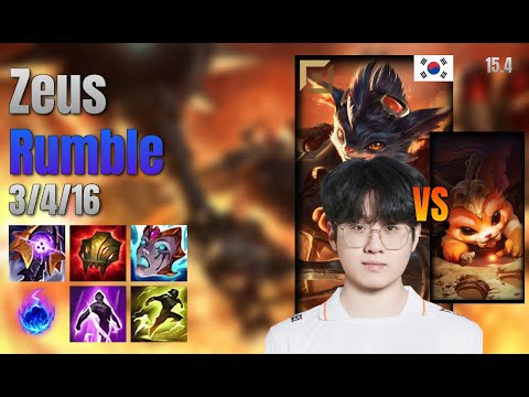 Zeus Top Rumble vs Gnar lol KR solo rank Full Game 15.4 | 제우스 럼블 vs 나르