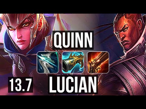 QUINN vs LUCIAN (TOP) | 13/3/9, 1.2M mastery, Godlike, 300+ games | KR Diamond | 13.7