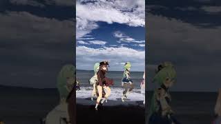 【 夏の海で 晴天を 3/4】波に揺られて漂いながら  原神の乙女たちが「晴天を穿つ」【原神 AR ダンス】
