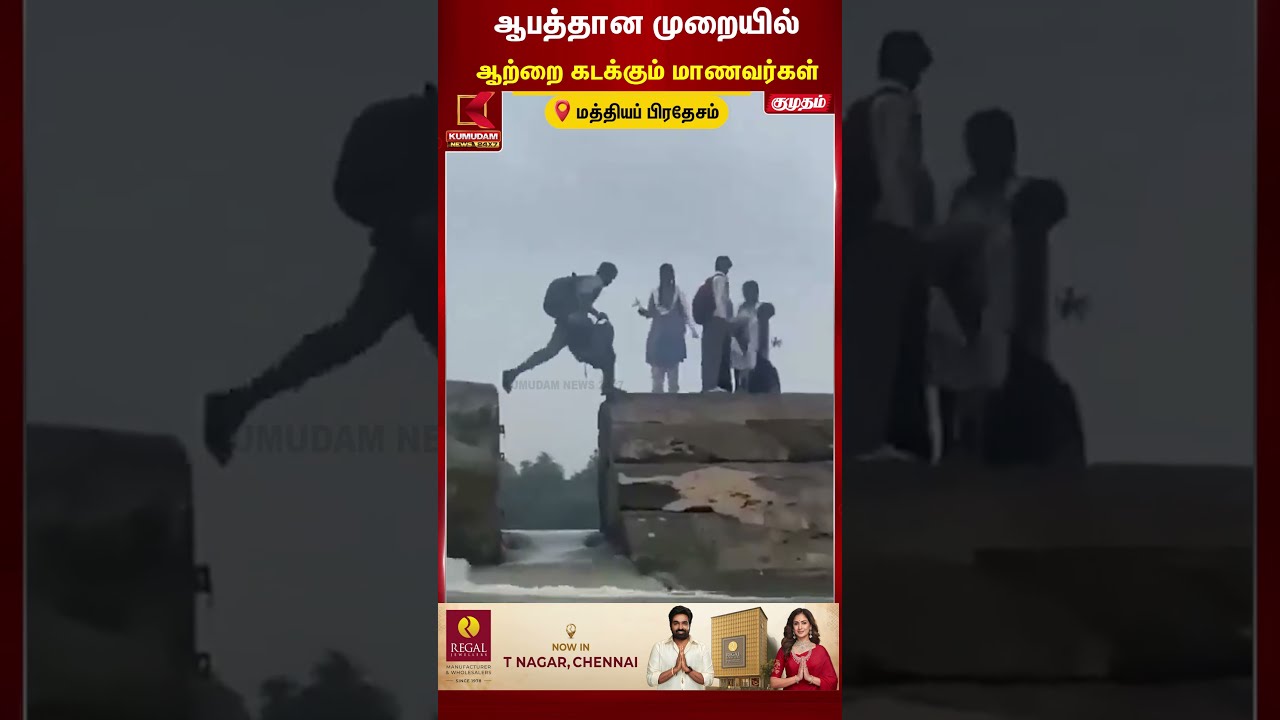 ஆபத்தான முறையில் ஆற்றை கடக்கும் மாணவர்கள் | Students | River Crossing | Shorts