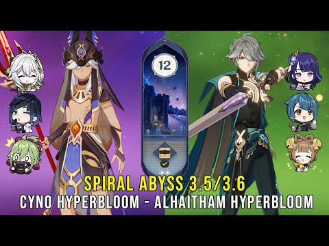 C1 Cyno Hyperbloom and C0 Alhaitham Hyperbloom - Genshin Impact Abyss 3.5 3.6 - Floor 12 9 Stars