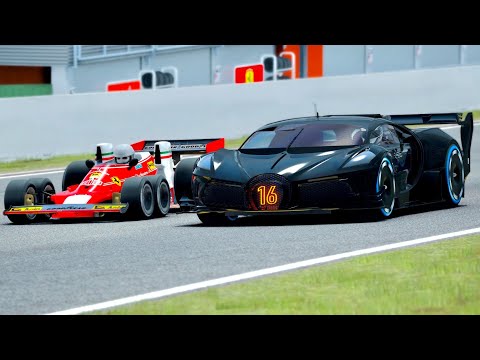 Bugatti Black Devil VGT vs Ferrari 8 Wheels 1976 at Spa