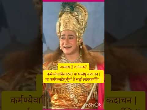 कर्मण्येवाधिकारस्ते मा फलेषु कदाचन |मा कर्मफलहेतुर्भूर्मा ते सङ्गोऽस्त्वकर्मणि ||47