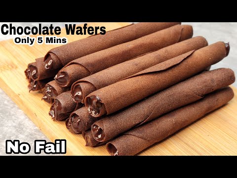 Chocolate Wafers Roll In 5 Mins|No Fail 100%Crispy5 मिनट मे ढेर सारे चॉकलेट वेफर्स बनाए बच्चो के लिए