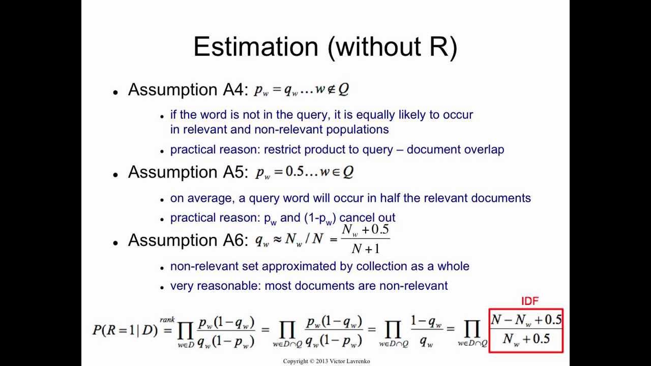 Probabilistic model 4: estimation without relevance