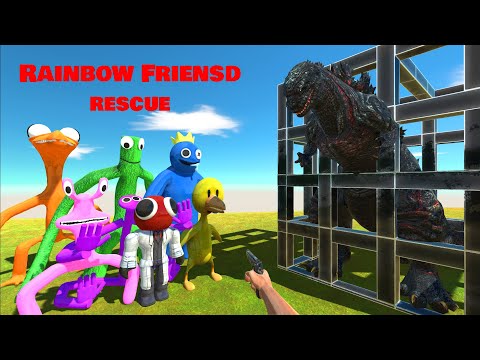 Help Rainbow Friends Rescue Shin Godzilla - Animal Revolt Battle Simulator