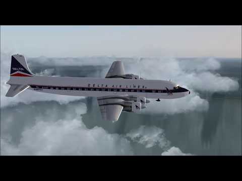 DOUGLAS DC 7C DELTA AIR LINES LANDING AT ATHENS INTL AIRPORT FS9 HD