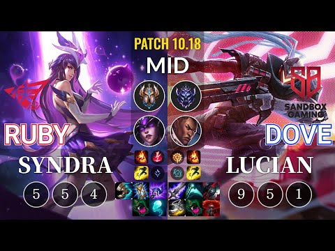 RW Ruby Syndra vs SB Dove Lucian Mid - KR Patch 10.18