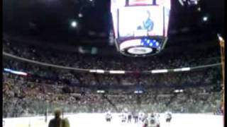Scott MacIntyre sings the National Anthem for the Nashville Predators NHL game