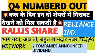 Q4 NUMBER OUT_RALLIS SHARE RESULTS_RELIANCE IND. RESULTS_TEJAS NETWORK RESULTS_ALL RESULTS PDF_NEWS