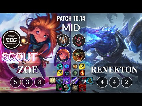EDG Scout Zoe vs Renekton Mid - KR Patch 10.14