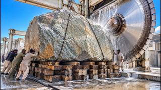 EXTREME PROCESS - Pakistani Workers CUT GIANT ROCKS into Granite Slabs