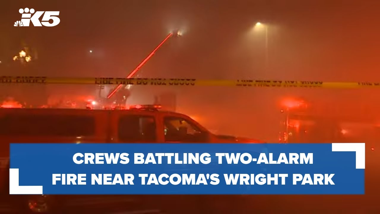 Crews fighting two-alarm fire in abandoned building in Tacoma