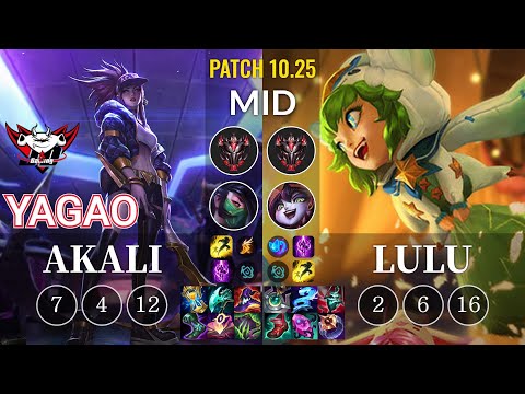 JDG Yagao Akali vs Lulu Mid - KR Patch 10.25