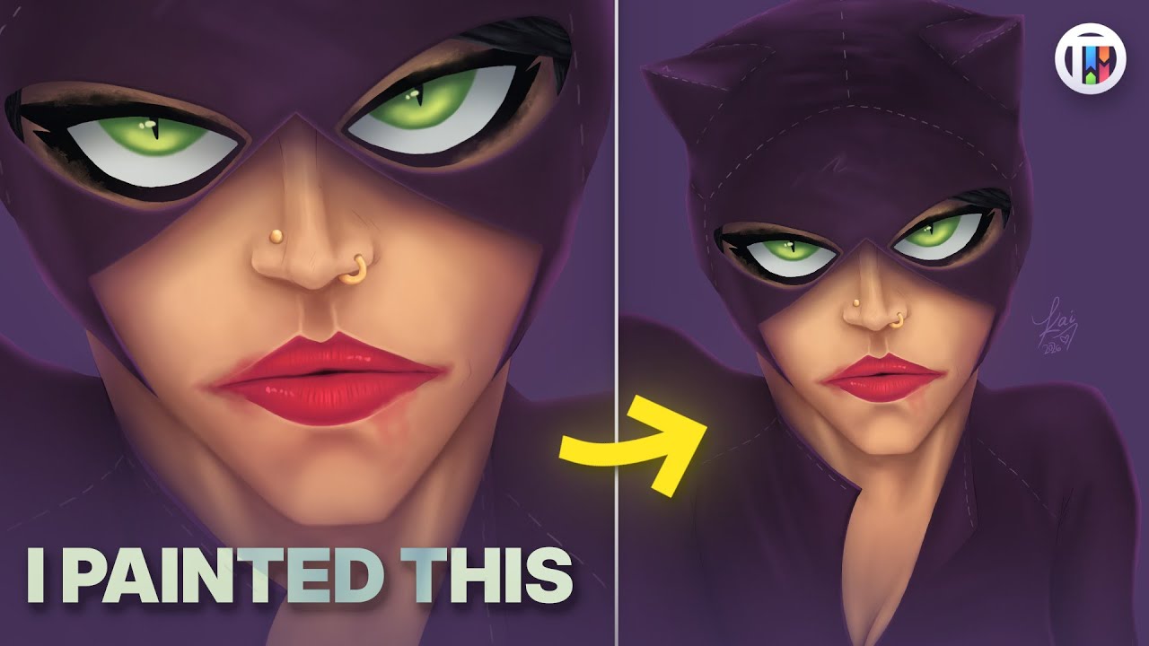 How I painted Catwoman - Krita Digital Art Tutorial / Art Process Timelapse Speedart