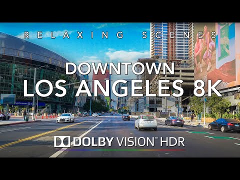 Driving Downtown Los Angeles 8K HDR Dolby Vision at Sunset