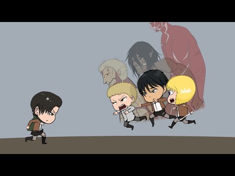 Chibi Titan Academy  #3 - Captain Levi VS Trio Titan Shifter Eren - Rainer - Armin