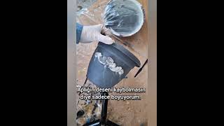 Ucuz Plastik Saksıları Lüks Taş Saksılara Dönüştürün | Beton Efekti ve Eskitme | 10.Bölüm 2.Kısım