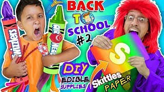 SKITTLES PAPER BACK TO SCHOOL DIY EDIBLE SUPPLIES Hacks 2 Airheads Twizzlers FUNnel Vision Mp4 3GP & Mp3