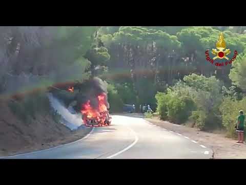 Incendio auto vicino al bosco a Portoferraio