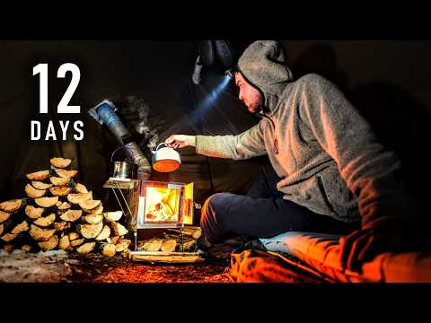 -26° Solo Winter Camping 12 Days | Snowstorm in the Quetico Wilderness