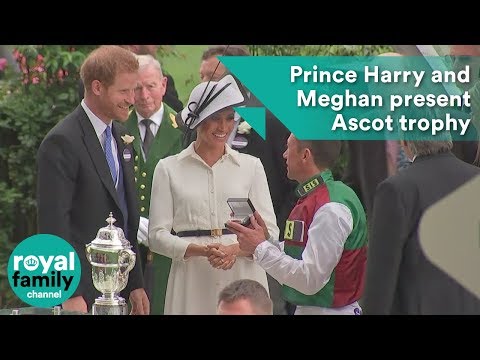 Prince Harry and Meghan, Duchess of Sussex present Ascot trophy to Frankie Dettori
